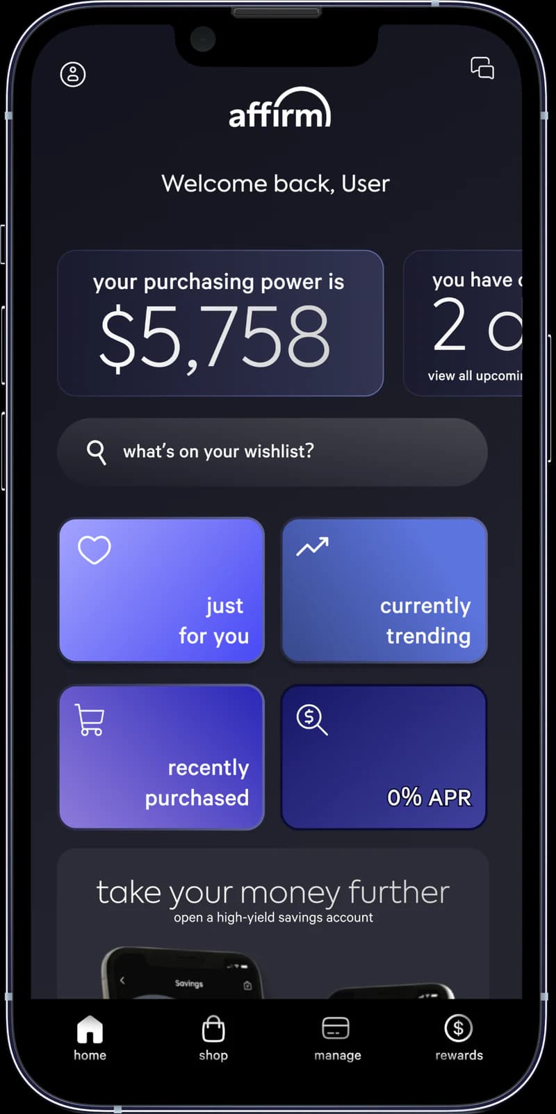 Affirm home screen redesign