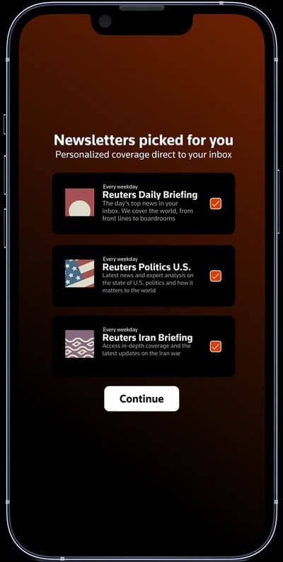 Newsletter selection onboarding screen