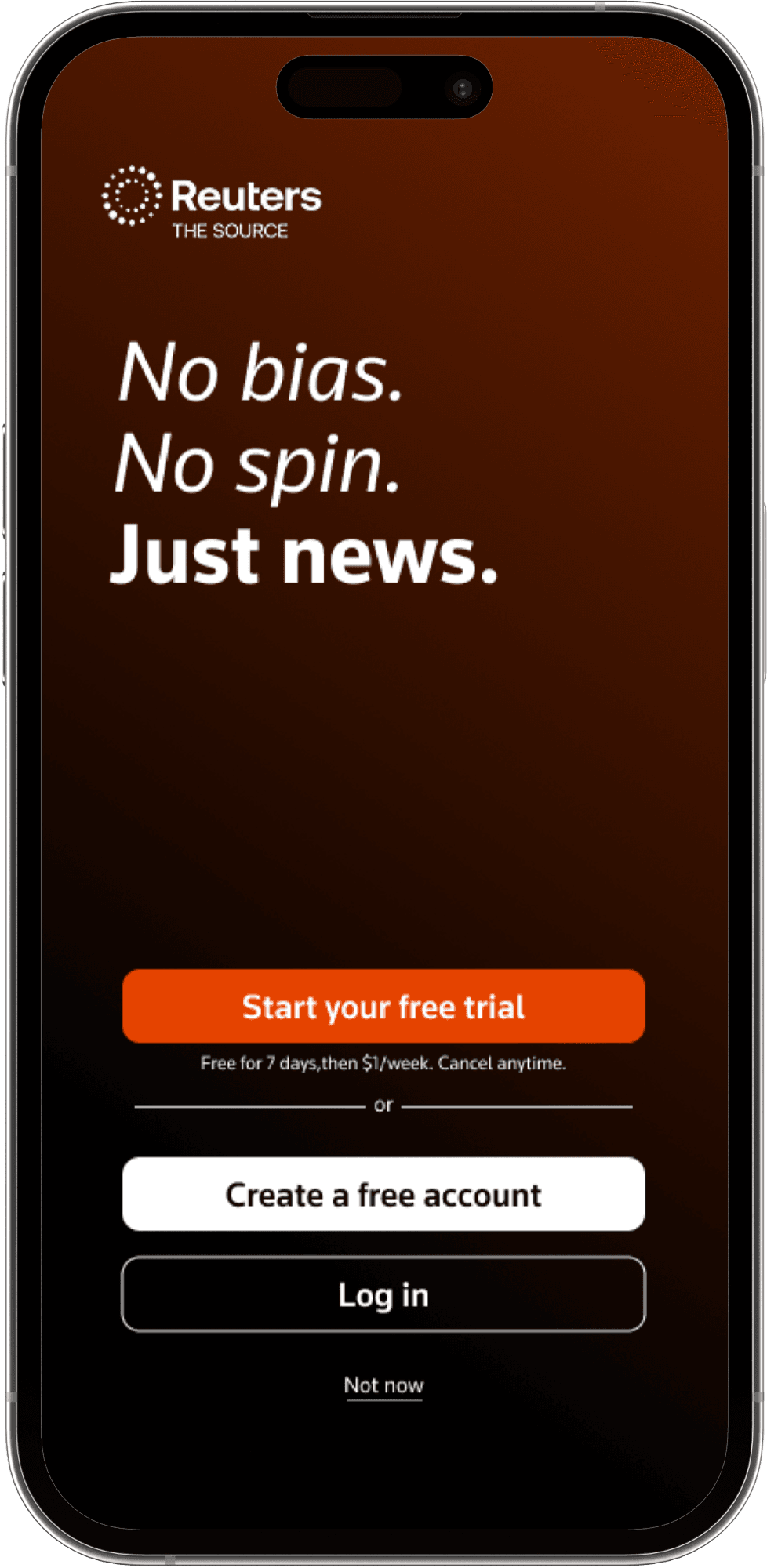 Reuters mobile app onboarding preview